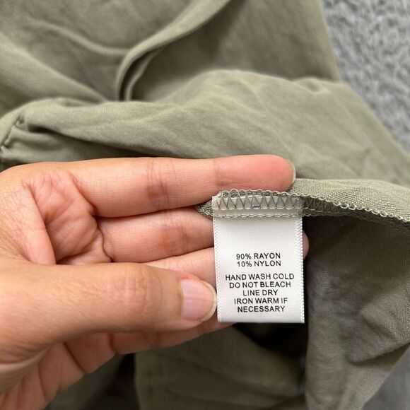 Mittoshop Dress Womens Medium Green Adjustable Drawstring Waist Balloon Sleeves - Picture 10 of 13